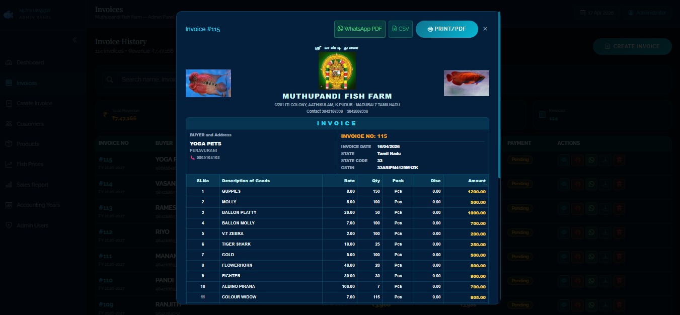 Invoice preview modal